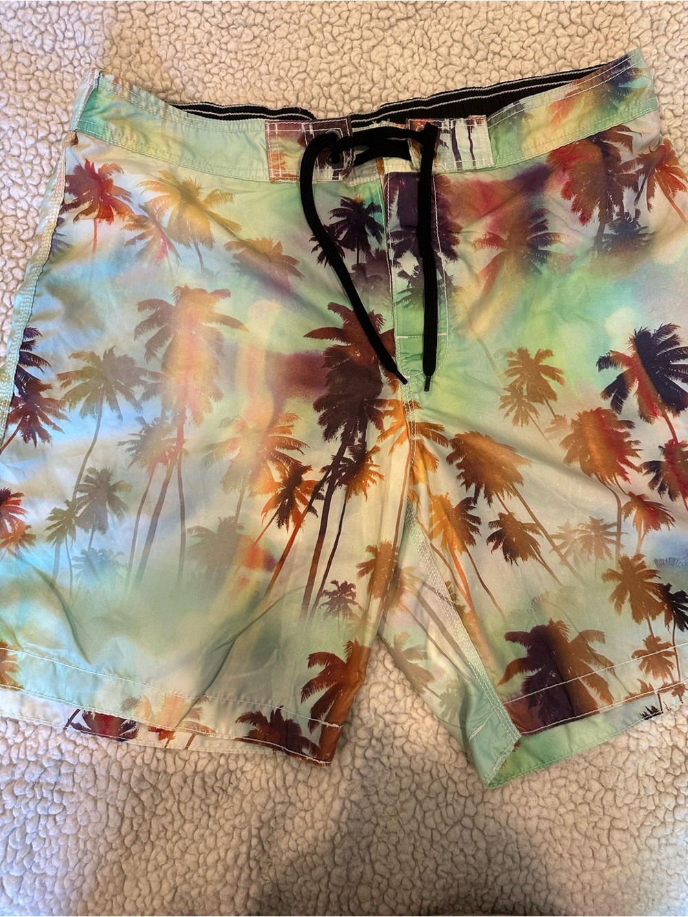 Old Navy Palm Print Swim Shorts - Mint Green & Orange